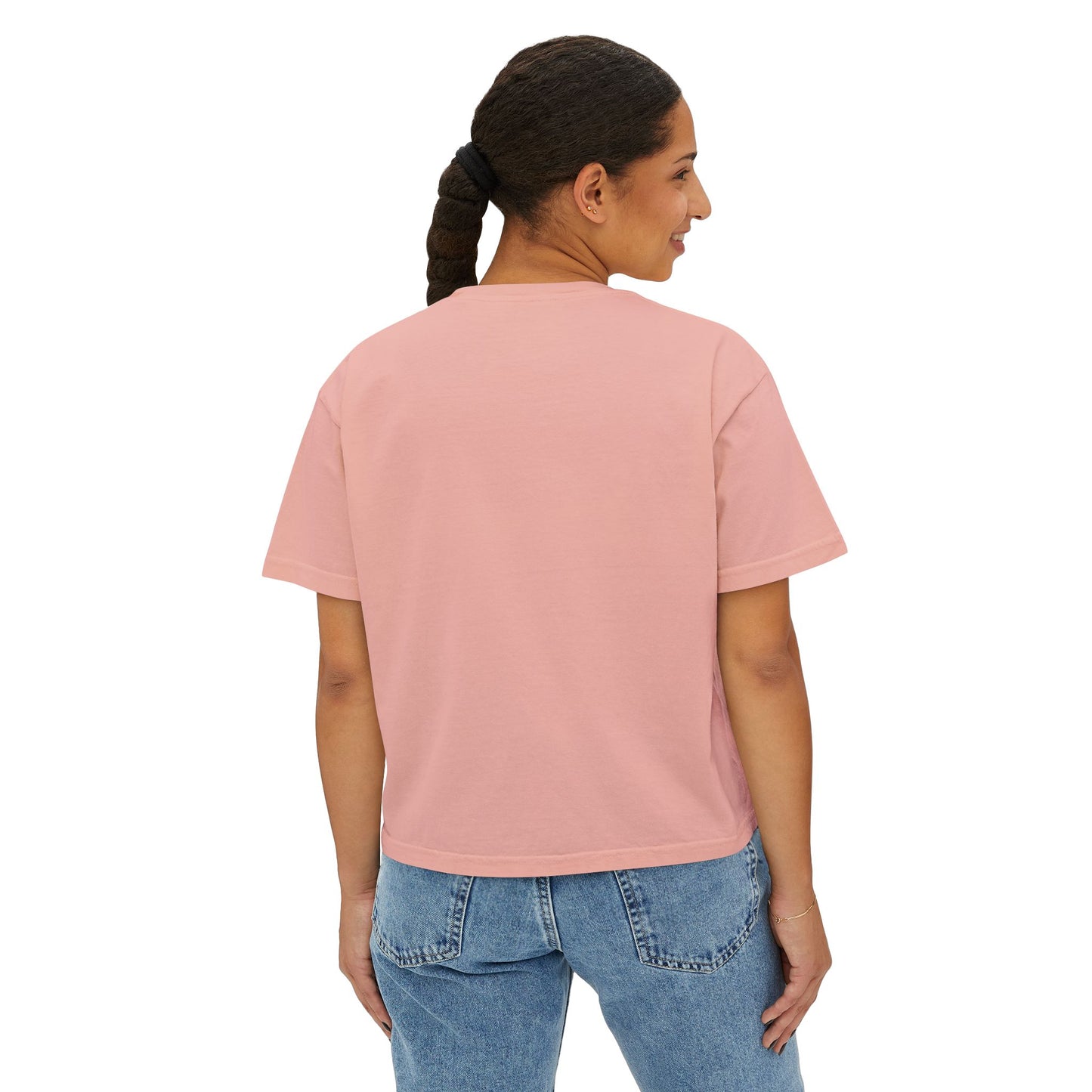 Decenter ___ Minimalist Women's Boxy Tee — Subtle Typographic Crop Top