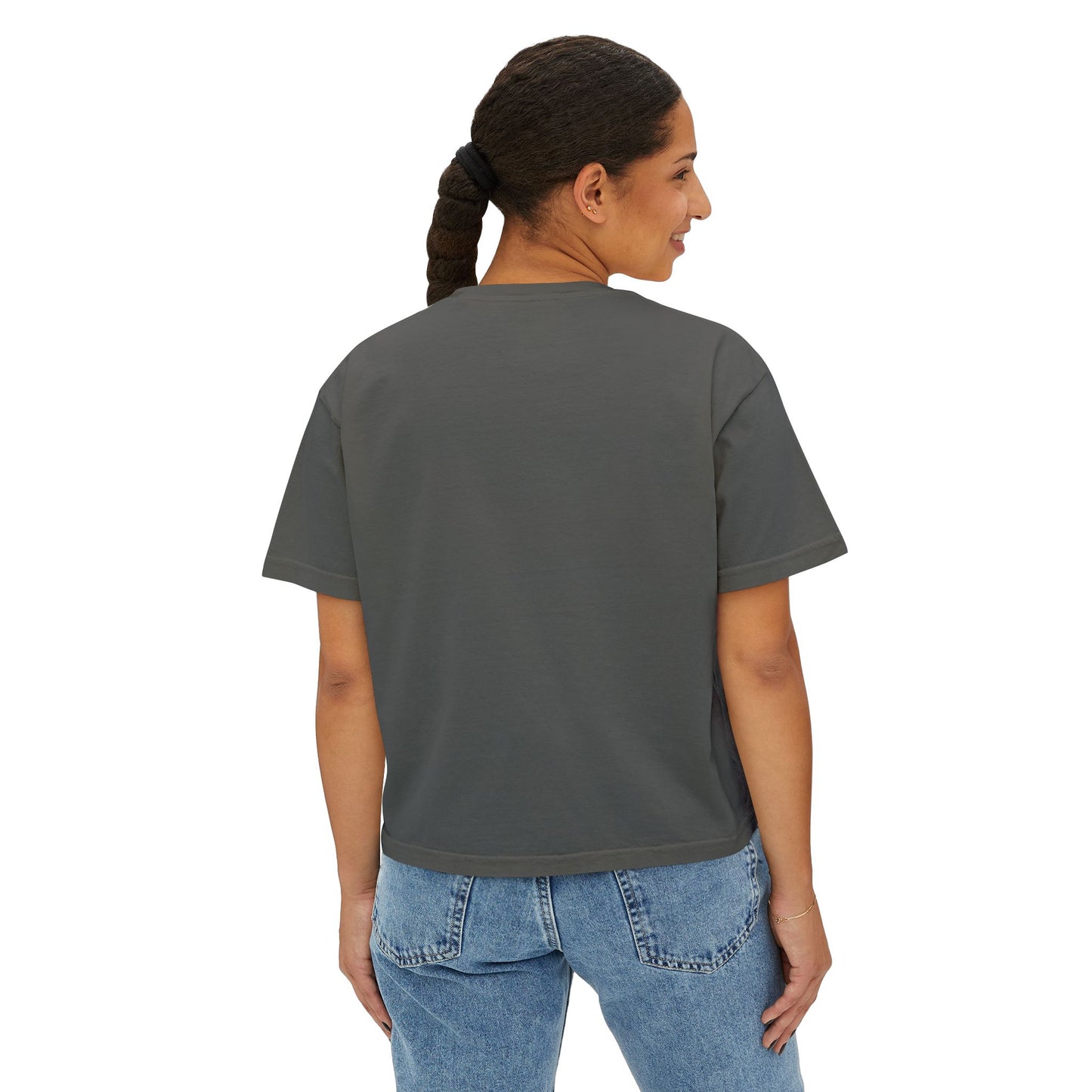 Decenter ___ Minimalist Women's Boxy Tee — Subtle Typographic Crop Top