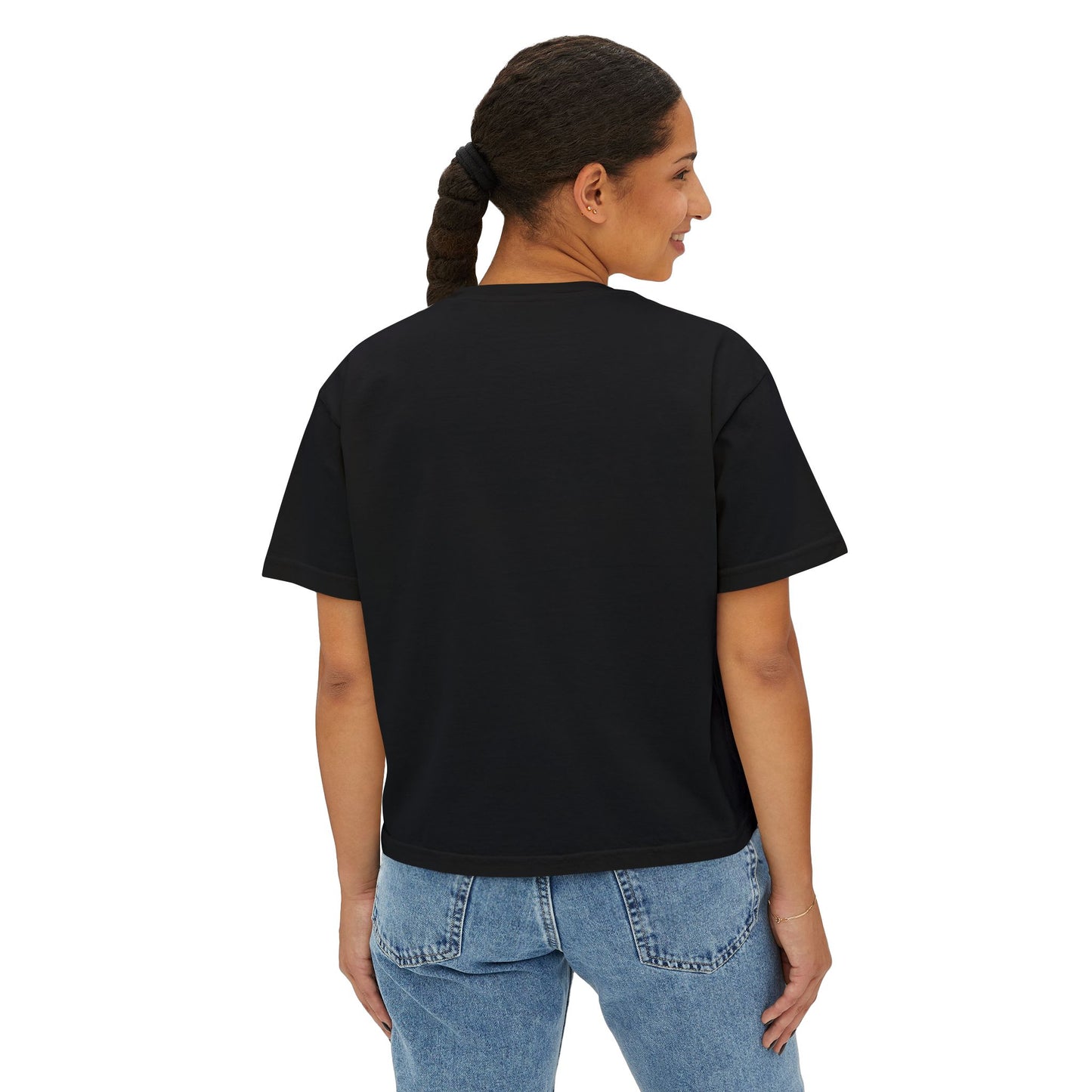 Decenter ___ Minimalist Women's Boxy Tee — Subtle Typographic Crop Top