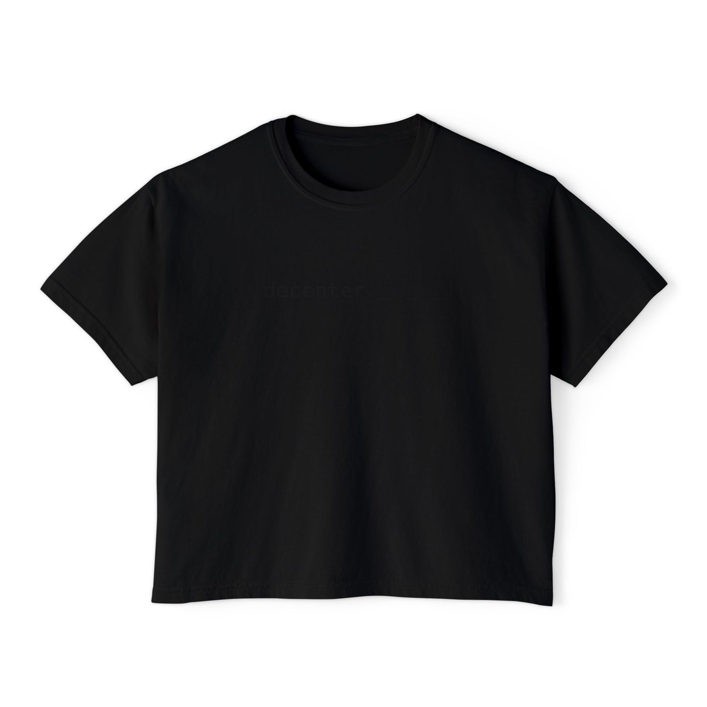 Decenter ___ Minimalist Women's Boxy Tee — Subtle Typographic Crop Top