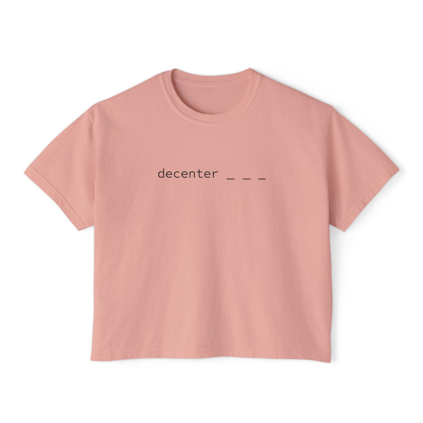 Decenter ___ Minimalist Women's Boxy Tee — Subtle Typographic Crop Top