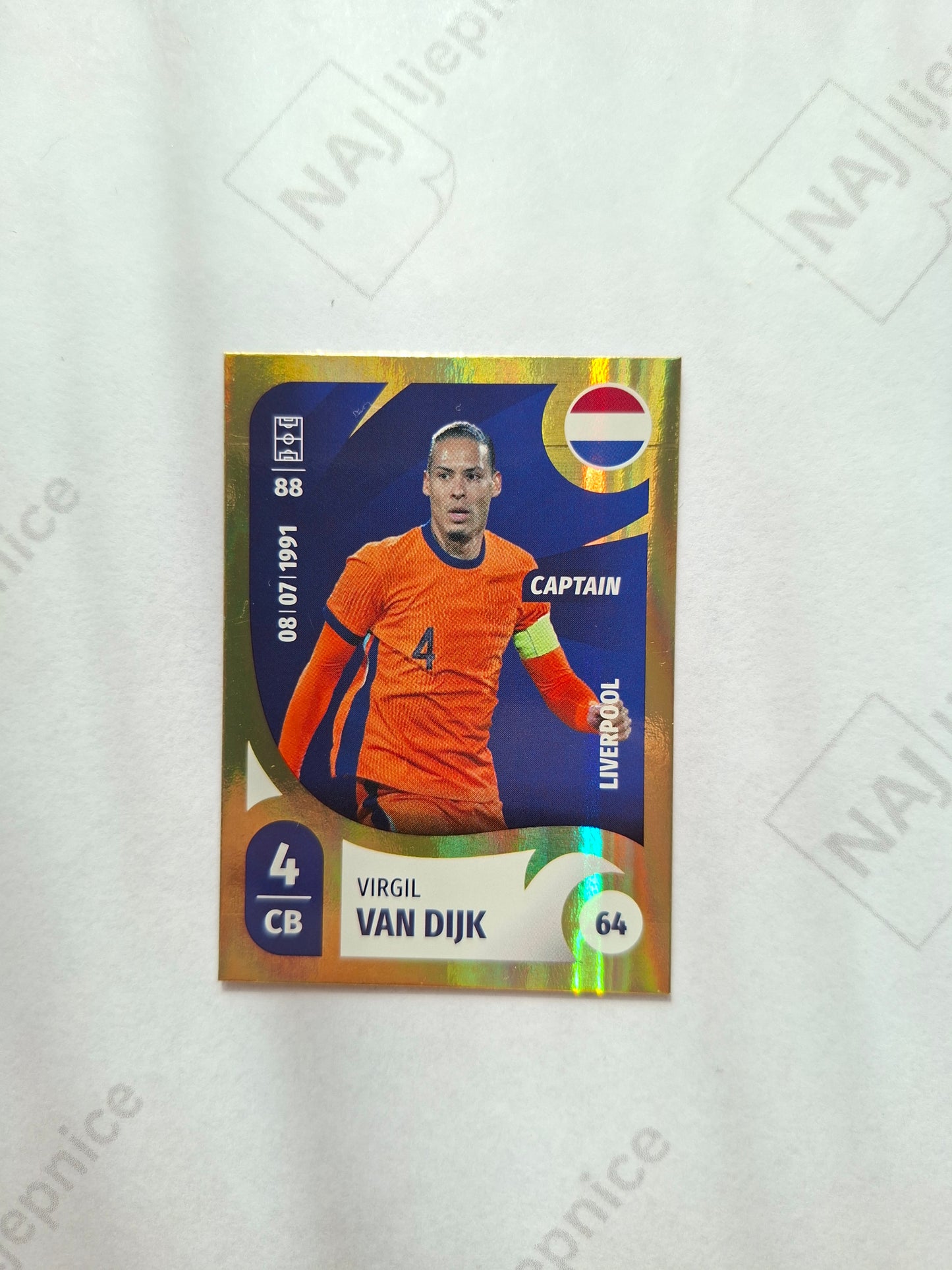 Playtime 2026 kartica nogometaša broj šezdesetičetiri Virgil Van Dijk