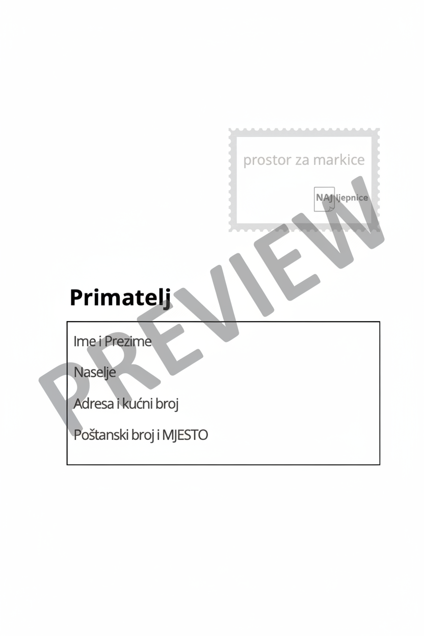 Oznake za kovertu za slanje unutar Hrvatske - Digitalni proizvod