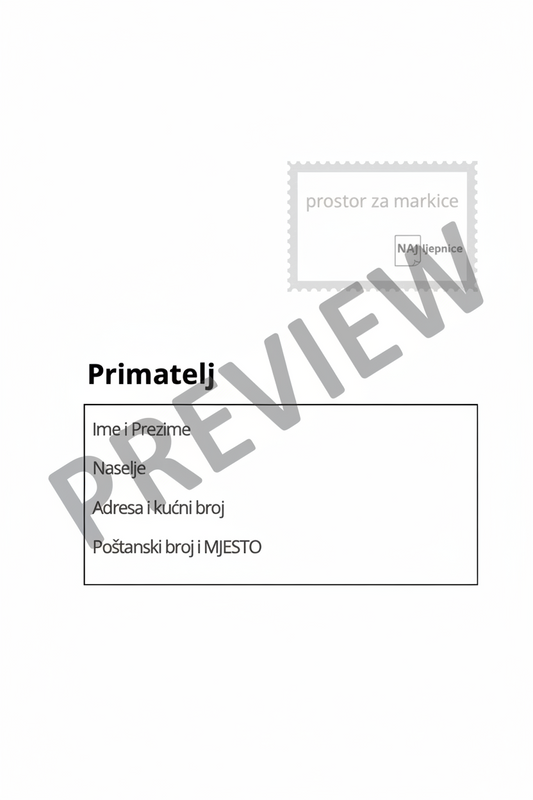 Oznake za kovertu za slanje unutar Hrvatske - Digitalni proizvod