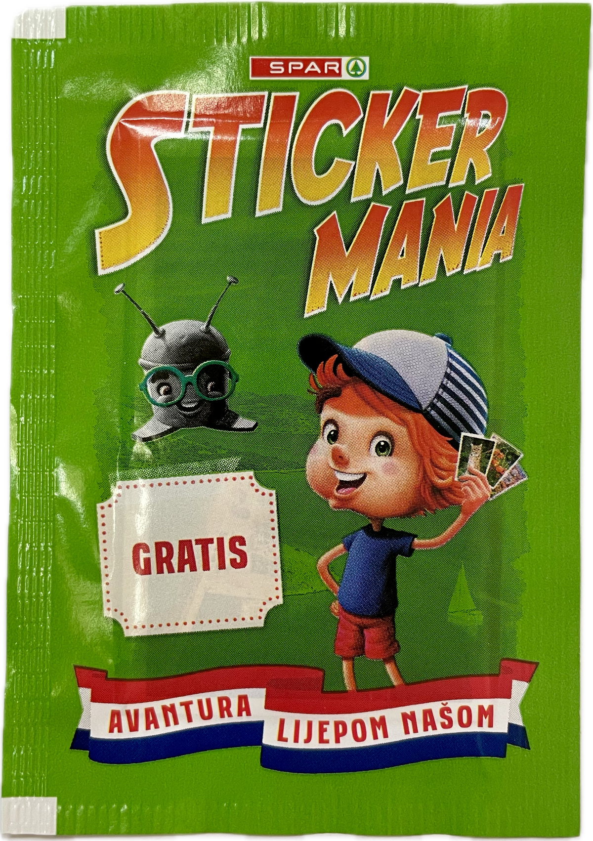 Stickermania Avantura Lijepom Našom prednja strana paketića sličica